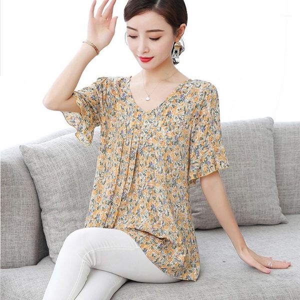 women's blouses & shirts lady floral print plus size women chiffon chic jacquard short sleeve female casual vintage, White
women's blouses & shirts lady floral print plus size women chiffon chic jacquard short sleeve female casual vintage, White