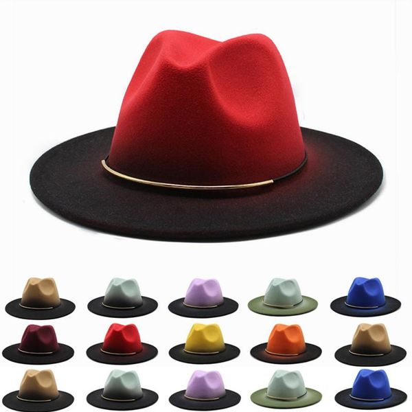 wide brim hats gradient hat panama felt fedoras men artificial british style jazz cap, Blue;gray
wide brim hats gradient hat panama felt fedoras men artificial british style jazz cap, Blue;gray