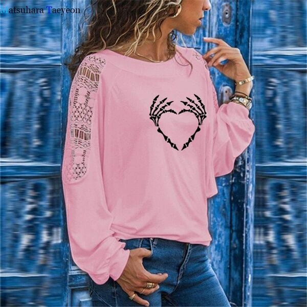 women's t-shirt fashion women t-shirts funny skull hand heart-shaped printed long sleeve tee autumn spring casual oversized t shirt, White
women's t-shirt fashion women t-shirts funny skull hand heart-shaped printed long sleeve tee autumn spring casual oversized t shirt, White
