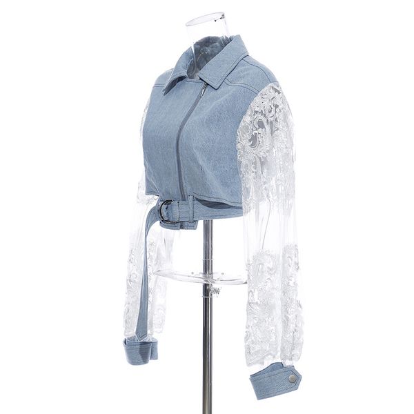 patchwork lace denim jackets for women lapel collar long sleeve sashes hit color lightblue coats female 2020 autumn, Black;brown
patchwork lace denim jackets for women lapel collar long sleeve sashes hit color lightblue coats female 2020 autumn, Black;brown