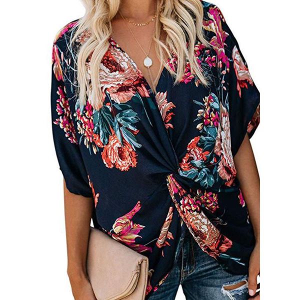 women's t-shirt fashion concise style floral printed v neck ruched twist short sleeve loose casual vacation shirts beach st, White
women's t-shirt fashion concise style floral printed v neck ruched twist short sleeve loose casual vacation shirts beach st, White