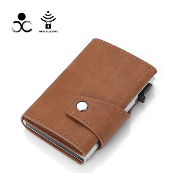 card holders men's holder rifd anti-theft brush aluminum alloy box business accessories gifts, Brown;gray
card holders men's holder rifd anti-theft brush aluminum alloy box business accessories gifts, Brown;gray