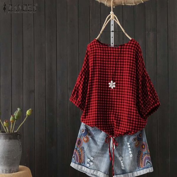 women's blouses & shirts 2021 summer short sleeve shirt zanzea casual check blouse women o neck back buttons plaid drawstring work tuni, White
women's blouses & shirts 2021 summer short sleeve shirt zanzea casual check blouse women o neck back buttons plaid drawstring work tuni, White