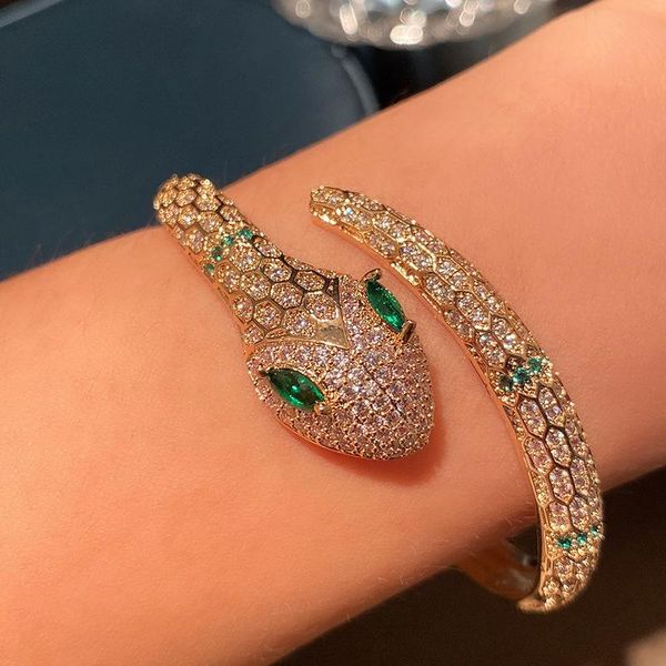 bangle retro greek roman laurel leaf gold color snake bracelet open men and women wild inlaid exquisite zircon jewelry, Black
bangle retro greek roman laurel leaf gold color snake bracelet open men and women wild inlaid exquisite zircon jewelry, Black