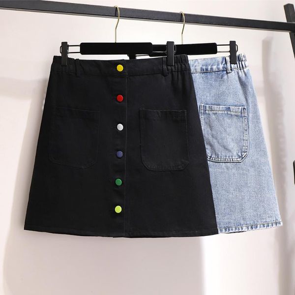 skirts 2xl-6xl mini denim skirt women's button + elastic belt with fashionable pockets plus size bag hip short 2021, Black
skirts 2xl-6xl mini denim skirt women's button + elastic belt with fashionable pockets plus size bag hip short 2021, Black