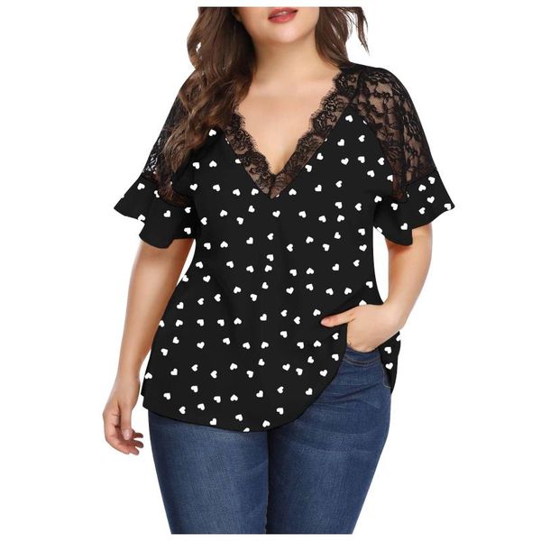 women's t-shirt fashion women female casual v-neck love lace splicing short sleeve plus size harajuku shirt summer, White
women's t-shirt fashion women female casual v-neck love lace splicing short sleeve plus size harajuku shirt summer, White