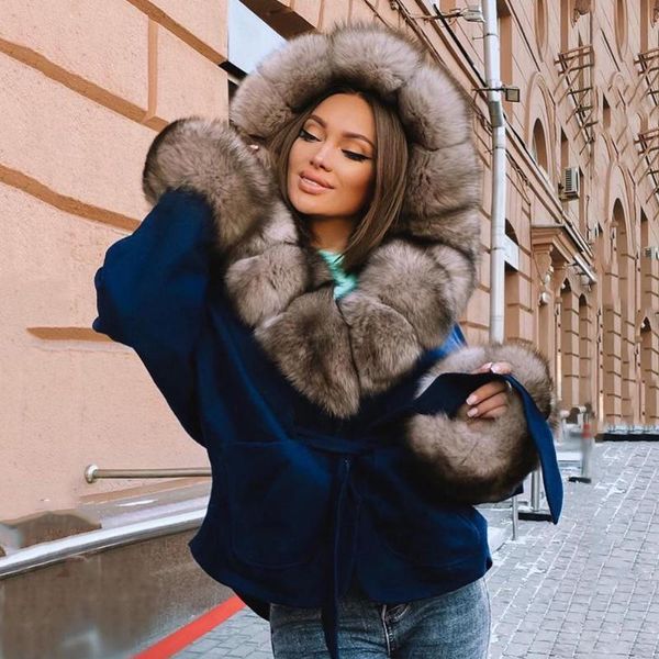 women's fur & faux 2021 natural wool blends coat with trim of hood winter fashion woman genuine cashmere jacket outwear luxury, Black
women's fur & faux 2021 natural wool blends coat with trim of hood winter fashion woman genuine cashmere jacket outwear luxury, Black