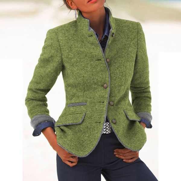 women's jackets ladies elegant retro jacket solid stand collar casual winter outwear office coat womens button slim clothing 2021, Black;brown
women's jackets ladies elegant retro jacket solid stand collar casual winter outwear office coat womens button slim clothing 2021, Black;brown