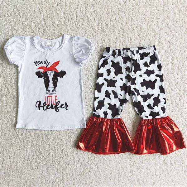 arrival moody cow girls outfits fashion summer t shirt cropped trousers 2 pieces sets children boutique outfit, White
arrival moody cow girls outfits fashion summer t shirt cropped trousers 2 pieces sets children boutique outfit, White