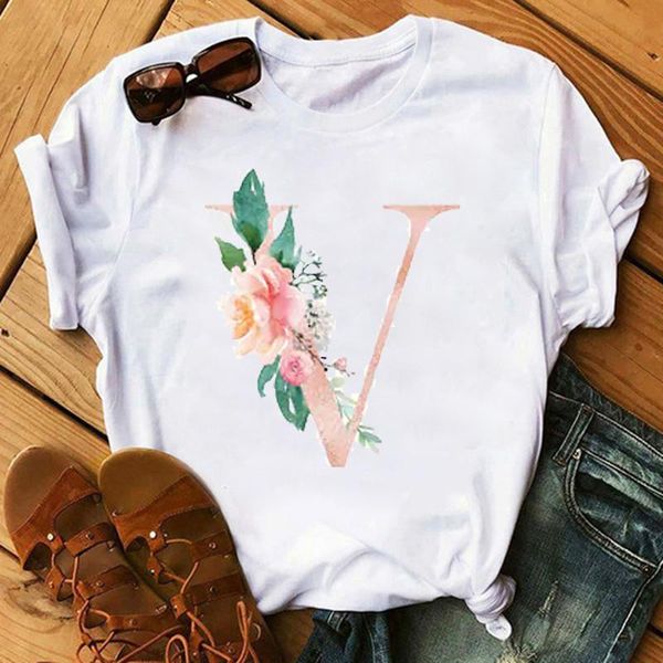 women's t-shirt 2021 26 english alphabet and flower print tshirt harajuku casual t shirt women sweet summer female lady, White
women's t-shirt 2021 26 english alphabet and flower print tshirt harajuku casual t shirt women sweet summer female lady, White