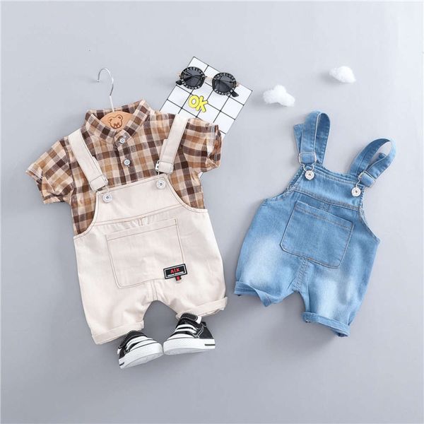 2020 children's summer short sleeve two-piece korean plaid pants suit, 1-4 years old, Blue 
2020 children's summer short sleeve two-piece korean plaid pants suit, 1-4 years old, Blue