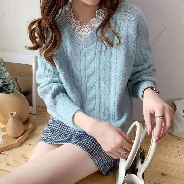 woman loose womens autumn sweaters winter lace patchwork knitting thick femme chandails pull hiver, White;black
woman loose womens autumn sweaters winter lace patchwork knitting thick femme chandails pull hiver, White;black
