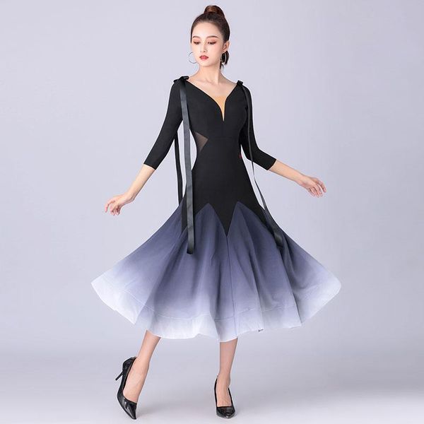 stage wear ballroom dance dresses women waltz dress performance standard modern costumes big swing long, Black;red
stage wear ballroom dance dresses women waltz dress performance standard modern costumes big swing long, Black;red