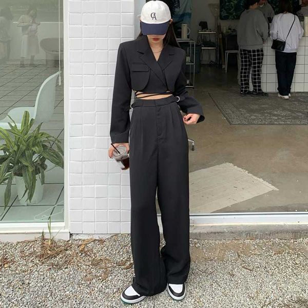 arrival korean fashion casual women's lace-up blazer coat jacket + elegant long pant 2 piece set suit 210529, White
arrival korean fashion casual women's lace-up blazer coat jacket + elegant long pant 2 piece set suit 210529, White