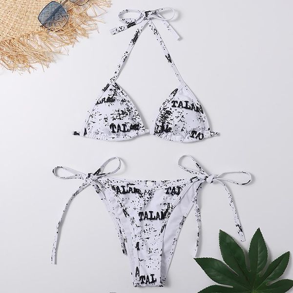 women's swimwear brazilian bikini set halter gradient print split swimsuit vest beach bathing suit 2021, White;black
women's swimwear brazilian bikini set halter gradient print split swimsuit vest beach bathing suit 2021, White;black