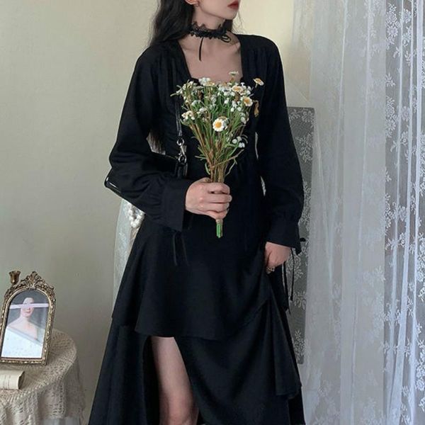 black split dress women elegant designer gothic dress female streetwear irregular ruffles party autumn clothes women 2021, Black;gray
black split dress women elegant designer gothic dress female streetwear irregular ruffles party autumn clothes women 2021, Black;gray