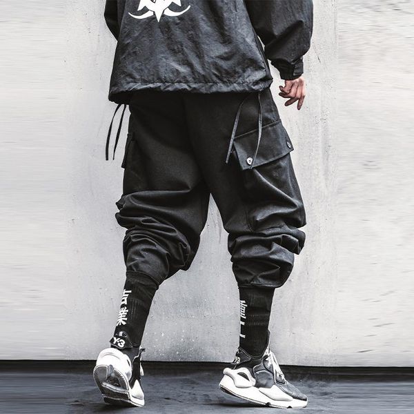men's pants hop hip cargo pant man streetwear multi pockets joggers harajuku men trousers punk functional wb064, Black
men's pants hop hip cargo pant man streetwear multi pockets joggers harajuku men trousers punk functional wb064, Black
