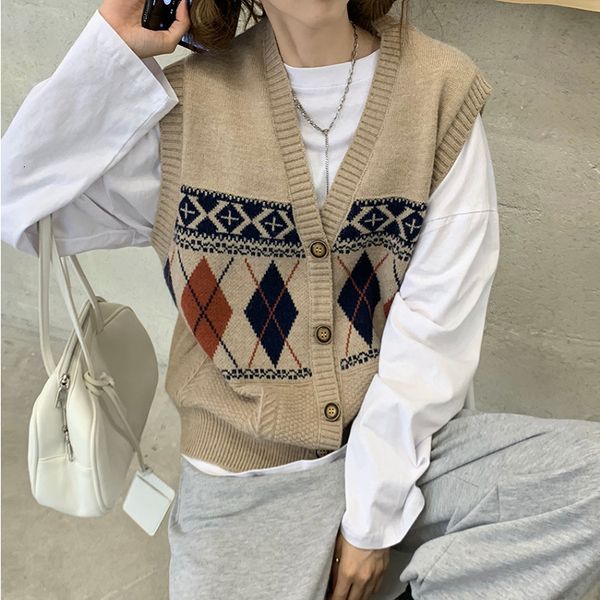 women's vests argyle neckline in v waistcoat for fallen woman loose winter outwear vintage cardigan sleeveless female sweater iaui, Black;white
women's vests argyle neckline in v waistcoat for fallen woman loose winter outwear vintage cardigan sleeveless female sweater iaui, Black;white