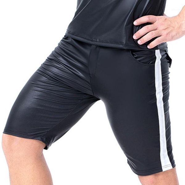 summer faux leather striped shorts men punk style skinny dance zipper plus size xxl men's, White;black
summer faux leather striped shorts men punk style skinny dance zipper plus size xxl men's, White;black