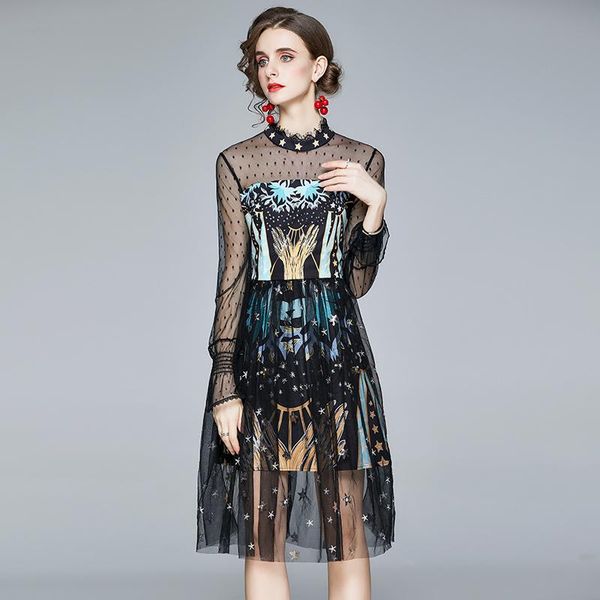 casual dresses 2021 luxury runway dress women's autumn outfit vintage long sleeve wave dot gauze vestoidos, Black;gray
casual dresses 2021 luxury runway dress women's autumn outfit vintage long sleeve wave dot gauze vestoidos, Black;gray