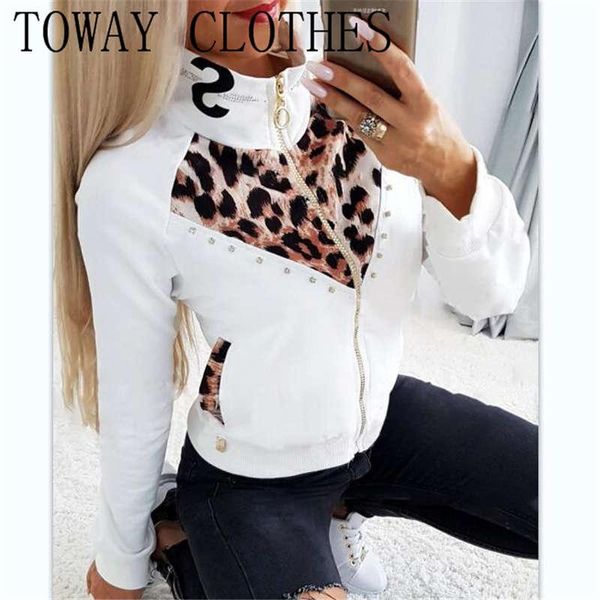 women's jackets leopard patch rhinestone decor zip up coat long sleeve autumn winter for women jacket, Black;brown
women's jackets leopard patch rhinestone decor zip up coat long sleeve autumn winter for women jacket, Black;brown