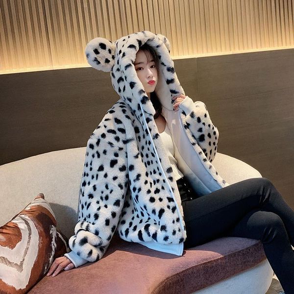 women's fur & faux women 2021 winter ear hooded plush coat female imitation rex overcoat ladies leopard jackets r349, Black
women's fur & faux women 2021 winter ear hooded plush coat female imitation rex overcoat ladies leopard jackets r349, Black