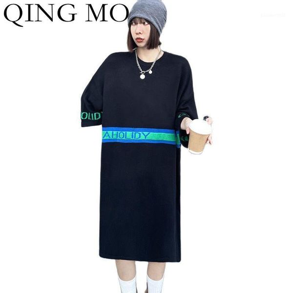 casual dresses qing mo fashion letter printed knitted straight dress women 2021 autumn loose thin pullover sweater zwl959, Black;gray
casual dresses qing mo fashion letter printed knitted straight dress women 2021 autumn loose thin pullover sweater zwl959, Black;gray