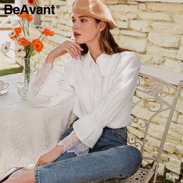 women's blouses & shirts beavant casual turndown collar women blouse shirt bubble sleeve embroidery flower female office lady splice, White
women's blouses & shirts beavant casual turndown collar women blouse shirt bubble sleeve embroidery flower female office lady splice, White