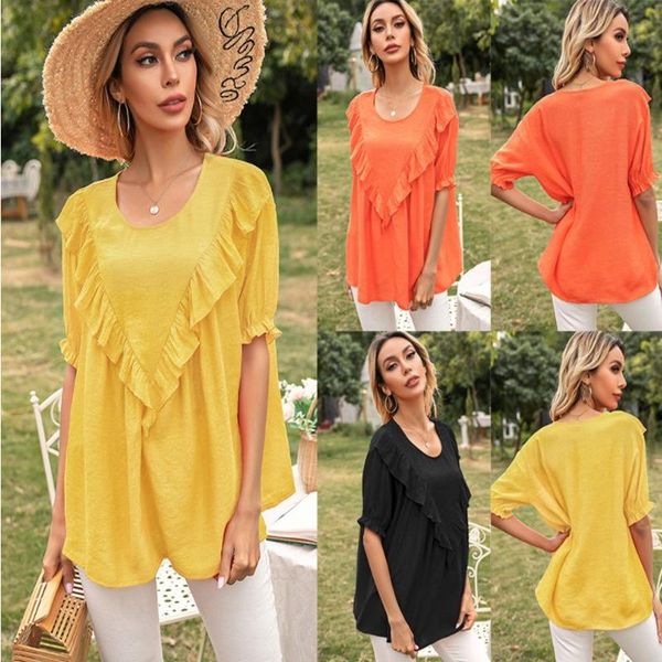 women's blouses & shirts blouse shirt summer 2021 short sleeve o-neck elegant ruffles loose woman blusas y camisas femme clothing, White
women's blouses & shirts blouse shirt summer 2021 short sleeve o-neck elegant ruffles loose woman blusas y camisas femme clothing, White
