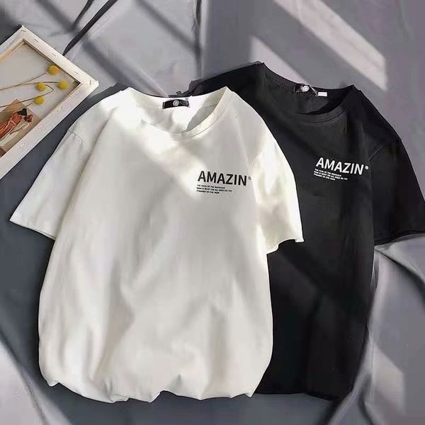 hort men's new korean t-shirt pure cotton half sleeve fashion brand ins summer clothes, White;black
hort men's new korean t-shirt pure cotton half sleeve fashion brand ins summer clothes, White;black