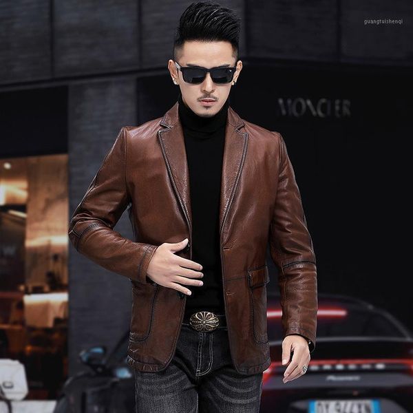 haining leather suit coat men's sheepskin short slim jacket youth thin & faux, Black
haining leather suit coat men's sheepskin short slim jacket youth thin & faux, Black