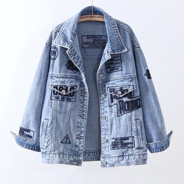 women's jackets blue plus size letter embroidery denim jacket women 2021spring fashion long sleeve casual coat ropa de mujer clothes, Black;brown
women's jackets blue plus size letter embroidery denim jacket women 2021spring fashion long sleeve casual coat ropa de mujer clothes, Black;brown