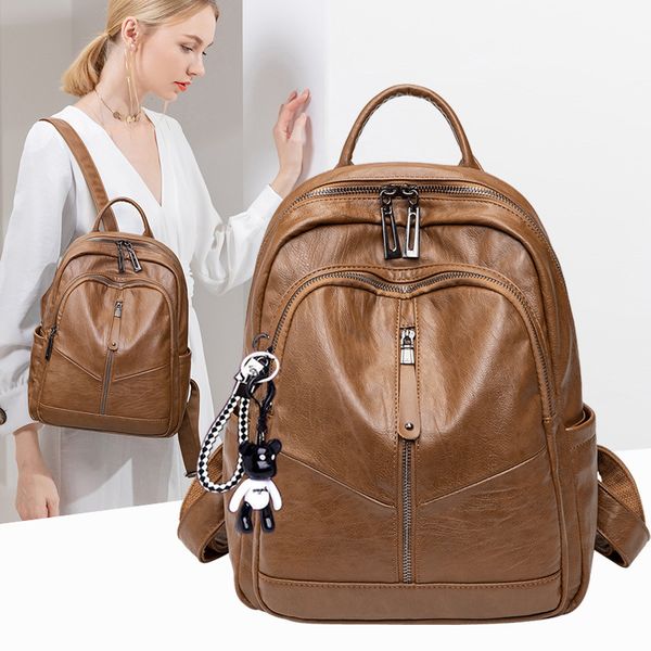 2021 new fashion soft leather women's korean high capacity anti theft backpack simple schoolbag travel bag
2021 new fashion soft leather women's korean high capacity anti theft backpack simple schoolbag travel bag