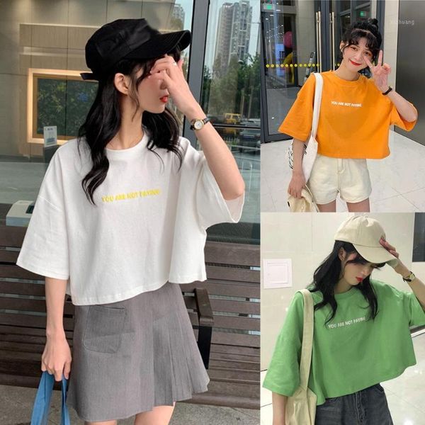 women's t-shirt fashion korea stylish letters printed o-neck half sleeve women casual loose summer top, White
women's t-shirt fashion korea stylish letters printed o-neck half sleeve women casual loose summer top, White