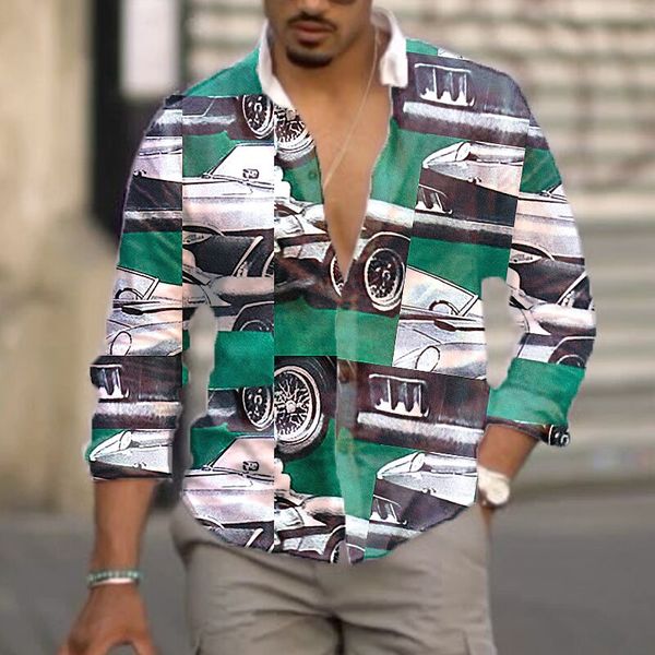 green car comfortable men's long sleeve shirt comfortable fitting fashion retro style travel office entertainment, White;black
green car comfortable men's long sleeve shirt comfortable fitting fashion retro style travel office entertainment, White;black