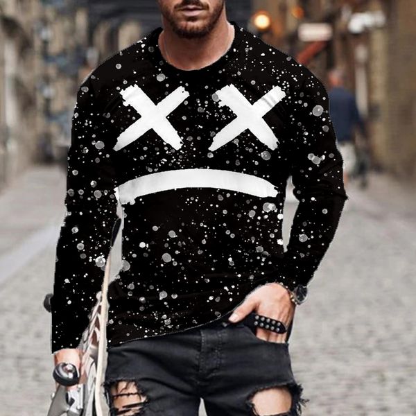 3d long-sleeved t-shirt men's foreign trade summer loose casual fashion round neck color matching crying face long-sleeved t-shi, White;black
3d long-sleeved t-shirt men's foreign trade summer loose casual fashion round neck color matching crying face long-sleeved t-shi, White;black
