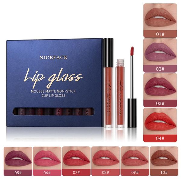 lip gloss niceface natural long lasting moisturizing no fading non-stick velvet matte waterproof 10 color glaze suit
lip gloss niceface natural long lasting moisturizing no fading non-stick velvet matte waterproof 10 color glaze suit