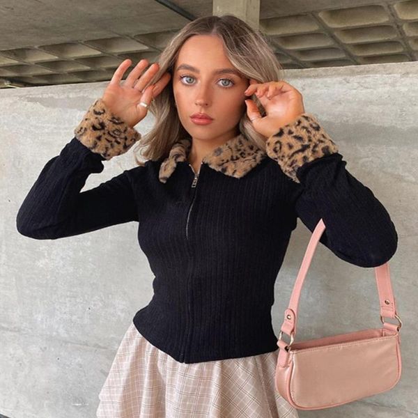 women's knits & tees leopard fur collar slim zipper plush knit sweater women black cardigan winter elegant office lady casual, White
women's knits & tees leopard fur collar slim zipper plush knit sweater women black cardigan winter elegant office lady casual, White