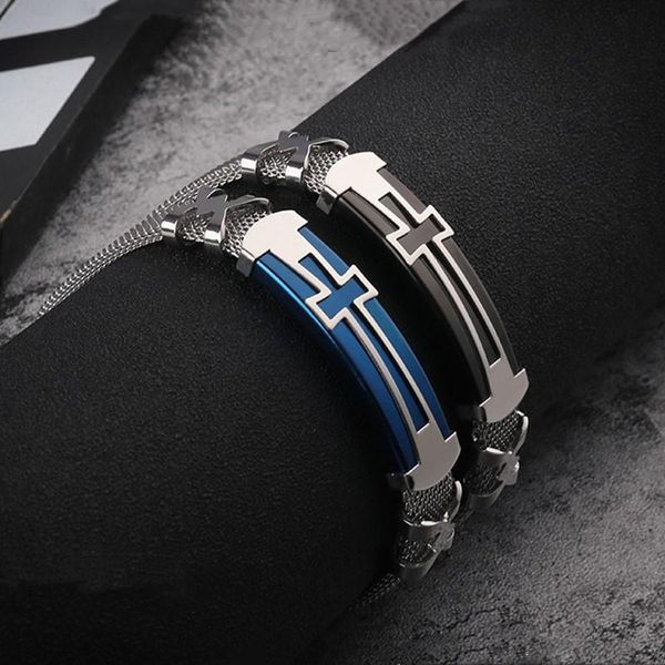 charm bracelets fashion stainless steel woman men bracelet mesh black/blue cross fine bangle for female lover, Golden;silver
charm bracelets fashion stainless steel woman men bracelet mesh black/blue cross fine bangle for female lover, Golden;silver