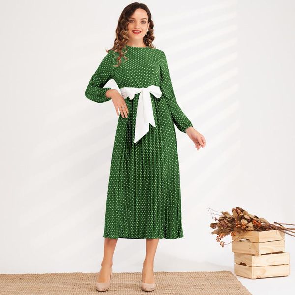 casual dresses summer fashion women's round neck polka dot waist slimming belt long pleated lantern sleeve sweet and versatile dress, Black;gray
casual dresses summer fashion women's round neck polka dot waist slimming belt long pleated lantern sleeve sweet and versatile dress, Black;gray