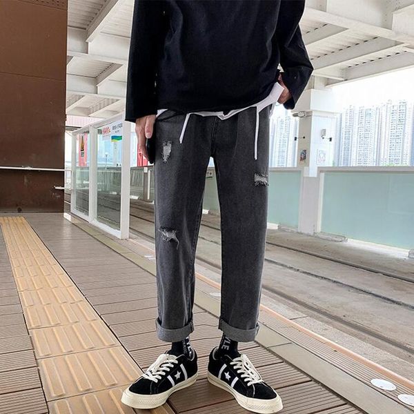 spring retro holed jeans men's korean loose student straight style wide leg casual pants, Blue
spring retro holed jeans men's korean loose student straight style wide leg casual pants, Blue