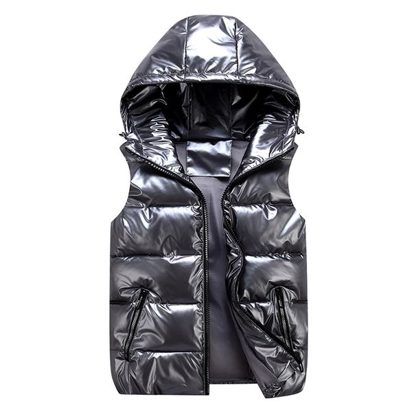 men's sleeveless jacket fashion shiny vest winter warm hood pockets cotton padded husband red black autumn down waistcoat male 211111, Black;white
men's sleeveless jacket fashion shiny vest winter warm hood pockets cotton padded husband red black autumn down waistcoat male 211111, Black;white