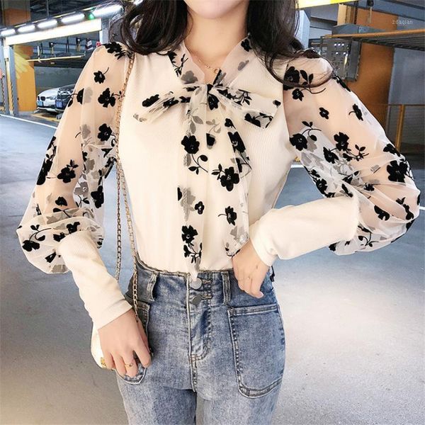 korean elegant blouse floral print bow sheer mesh puff sleeve blouses shirt white black blusa feminina spring autumn women's & shirts
korean elegant blouse floral print bow sheer mesh puff sleeve blouses shirt white black blusa feminina spring autumn women's & shirts