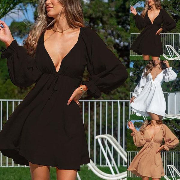 casual dresses loose knee-length women's v-neck solid color fashion summer backless long sleev dress ladies for women, Black;gray
casual dresses loose knee-length women's v-neck solid color fashion summer backless long sleev dress ladies for women, Black;gray