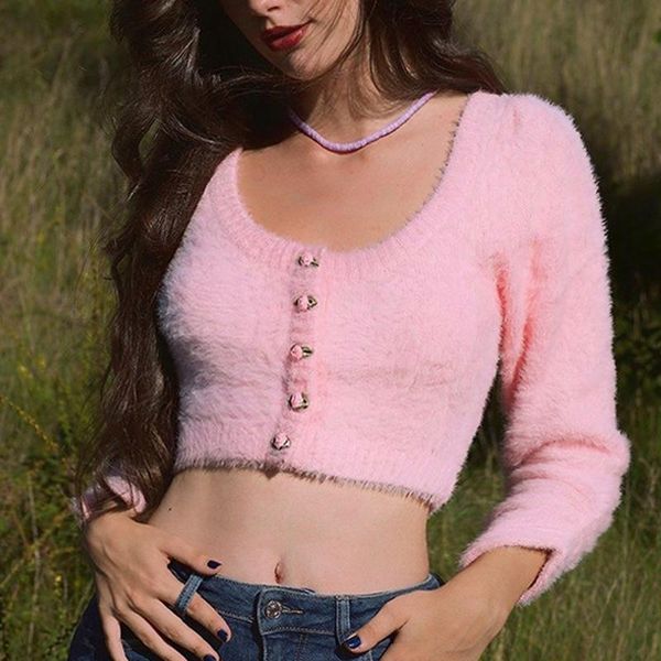 women's knits & tees fall long sleeve woman sweaters korean knitted cropped cardigan women christmas sweater vintage flower fuzzy, White
women's knits & tees fall long sleeve woman sweaters korean knitted cropped cardigan women christmas sweater vintage flower fuzzy, White