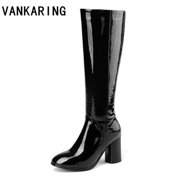 boots classic autumn winter woman square high heel women knee-high round toe patent leather zip party dance shoes, Black
boots classic autumn winter woman square high heel women knee-high round toe patent leather zip party dance shoes, Black