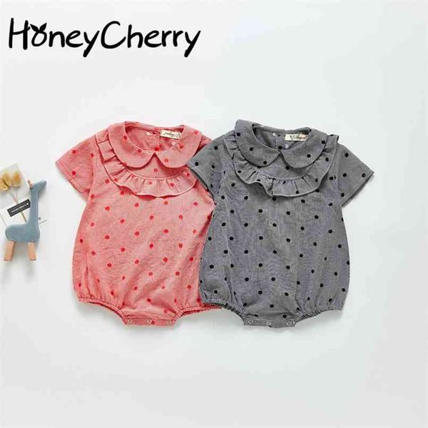 summer round neck plaid dot leotard girl baby romper clothes bodysuits 210702, Blue 
summer round neck plaid dot leotard girl baby romper clothes bodysuits 210702, Blue