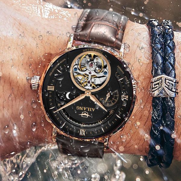 wristwatches ailang 2021 watch tourbillon mechanical watches automatic men's waterproof classic moon phase reloj hombre, Slivery;brown
wristwatches ailang 2021 watch tourbillon mechanical watches automatic men's waterproof classic moon phase reloj hombre, Slivery;brown