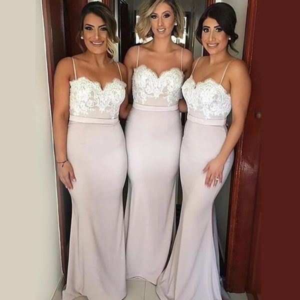 mermaid long bridesmaid dresses spaghetti straps lace and spandex blush maid of honor gowns formal wedding party gown custom, White;pink
mermaid long bridesmaid dresses spaghetti straps lace and spandex blush maid of honor gowns formal wedding party gown custom, White;pink