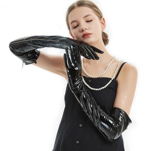 five fingers gloves 60cm(23.6")long side real open zipper style patent leather long opera black, Blue;gray
five fingers gloves 60cm(23.6")long side real open zipper style patent leather long opera black, Blue;gray